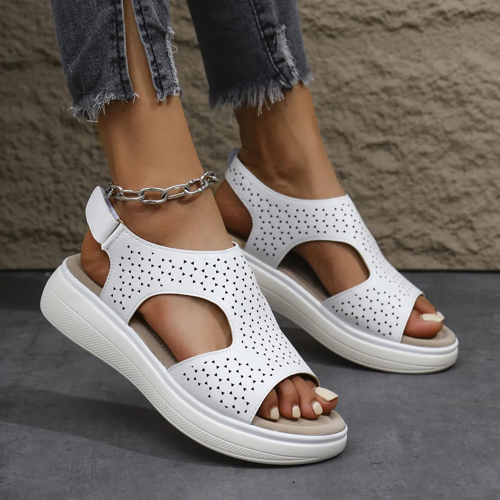 Cutout Platform Sandals in White for Women