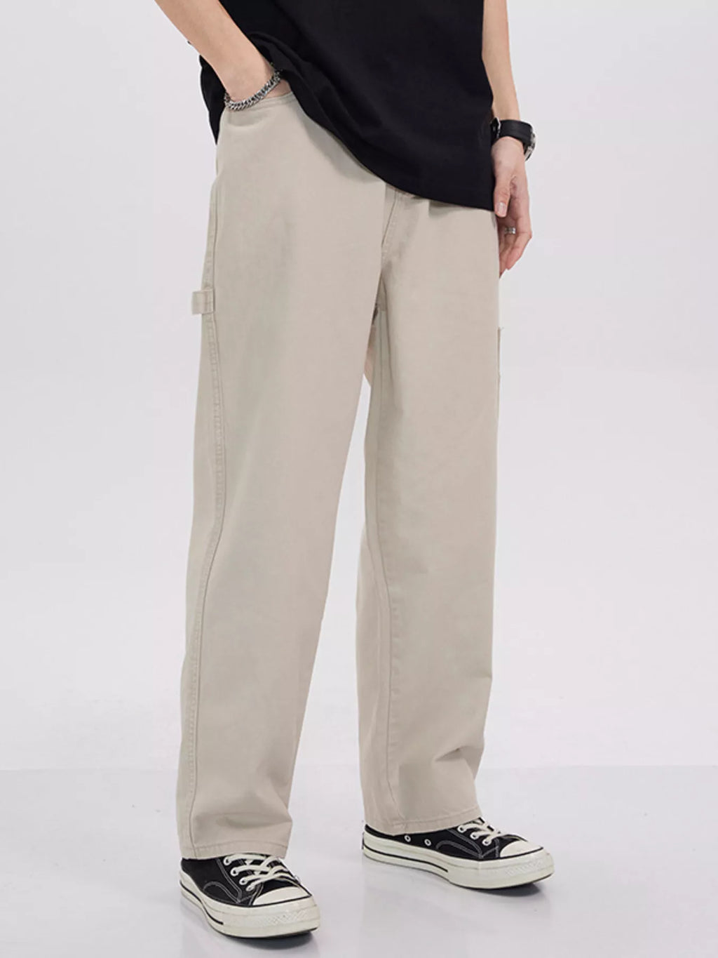 Loose Fit Cargo Jeans Plus Size in Apricot for Men