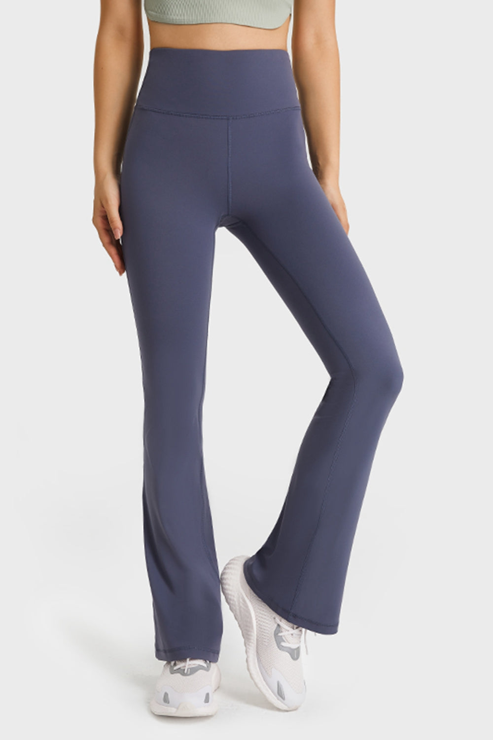 Elastic Waist Flare Yoga Pants in White for Women