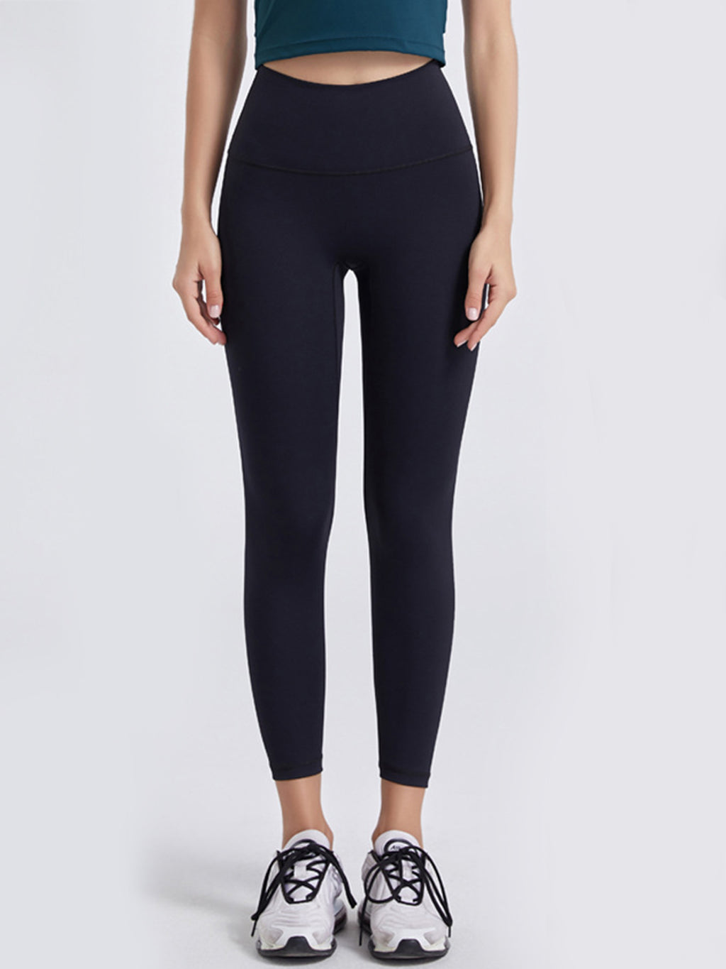 Wide Waistband Sports Leggings in Mocha in Light Gray for Women