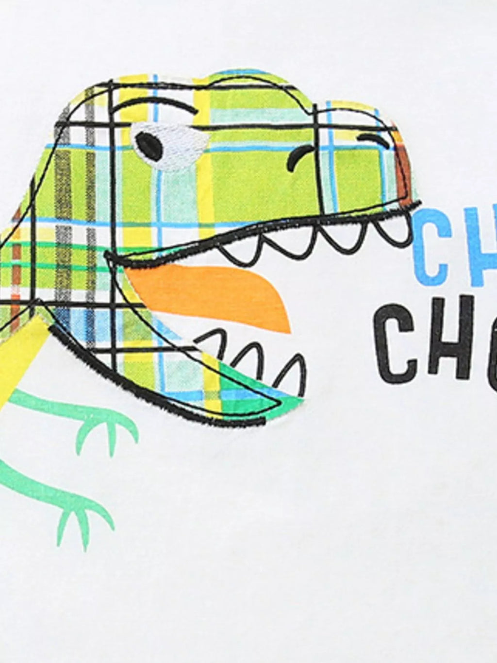 Dinosaur Print T-Shirt & Plaid Shorts Set in White for Boys