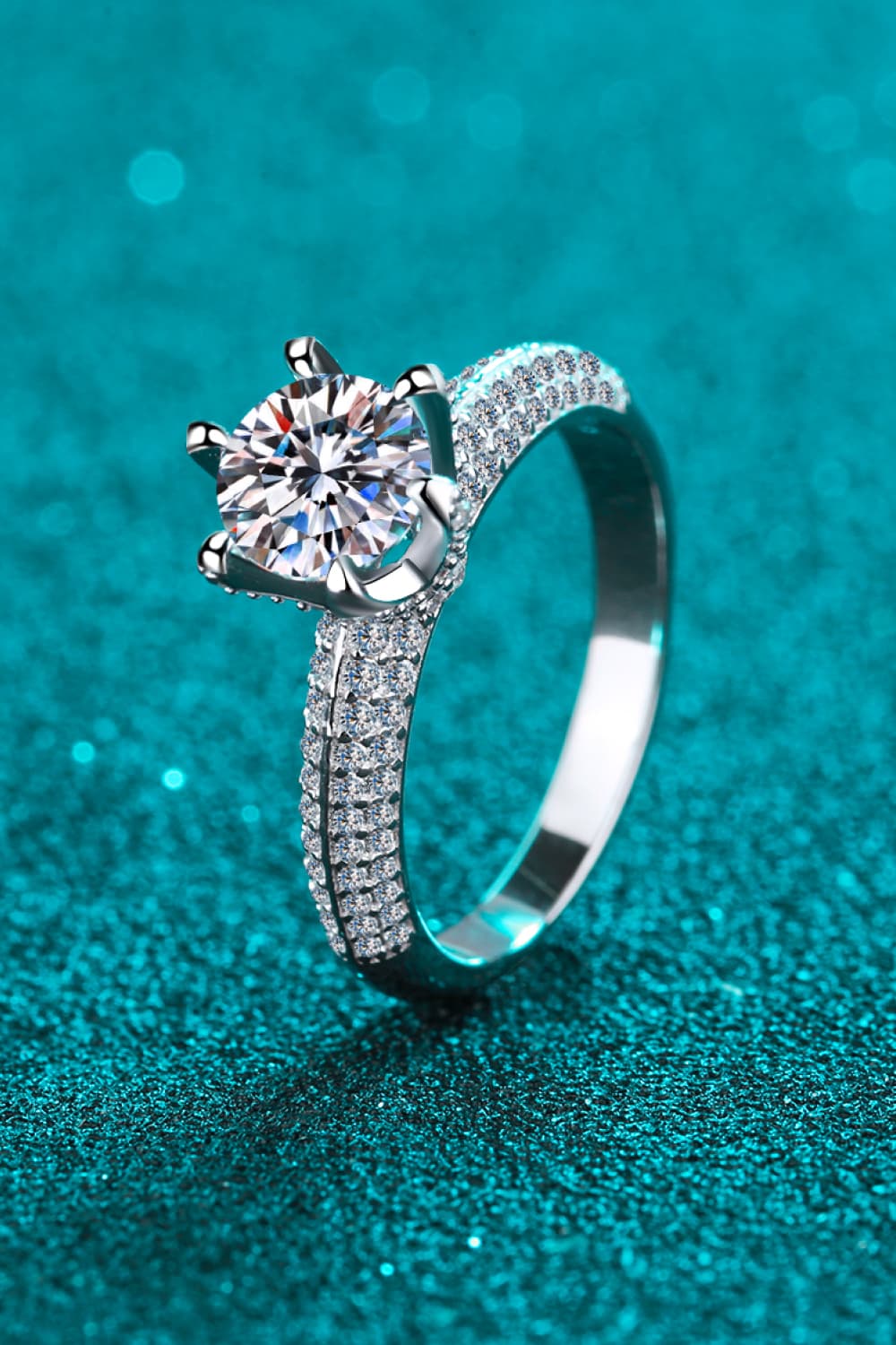2 Carat Moissanite 925 Sterling Silver Side Stone Ring for Women