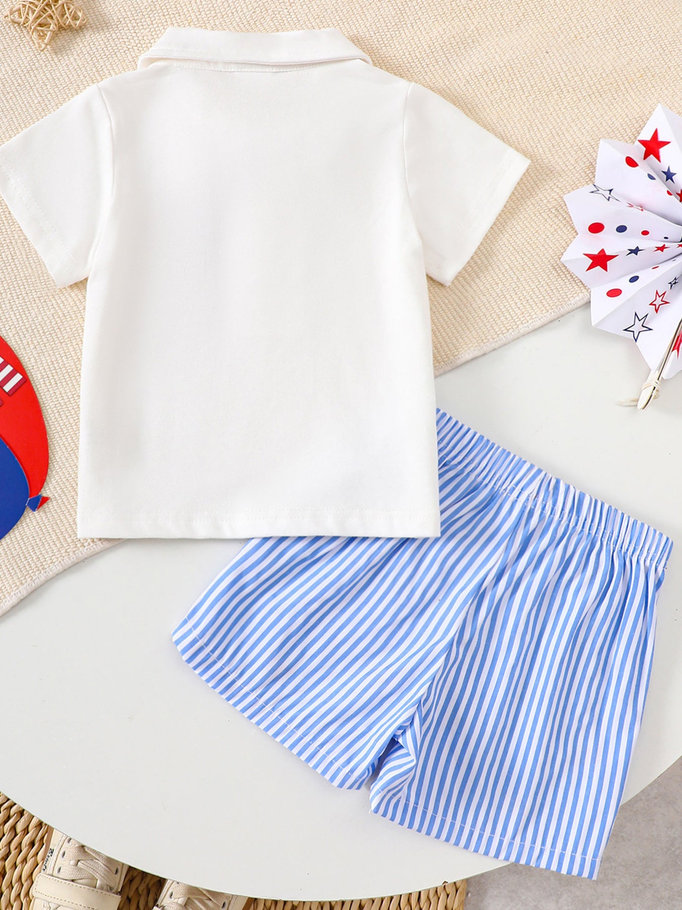 Patriotic American Flag Embroidered Outfit Set for Boys