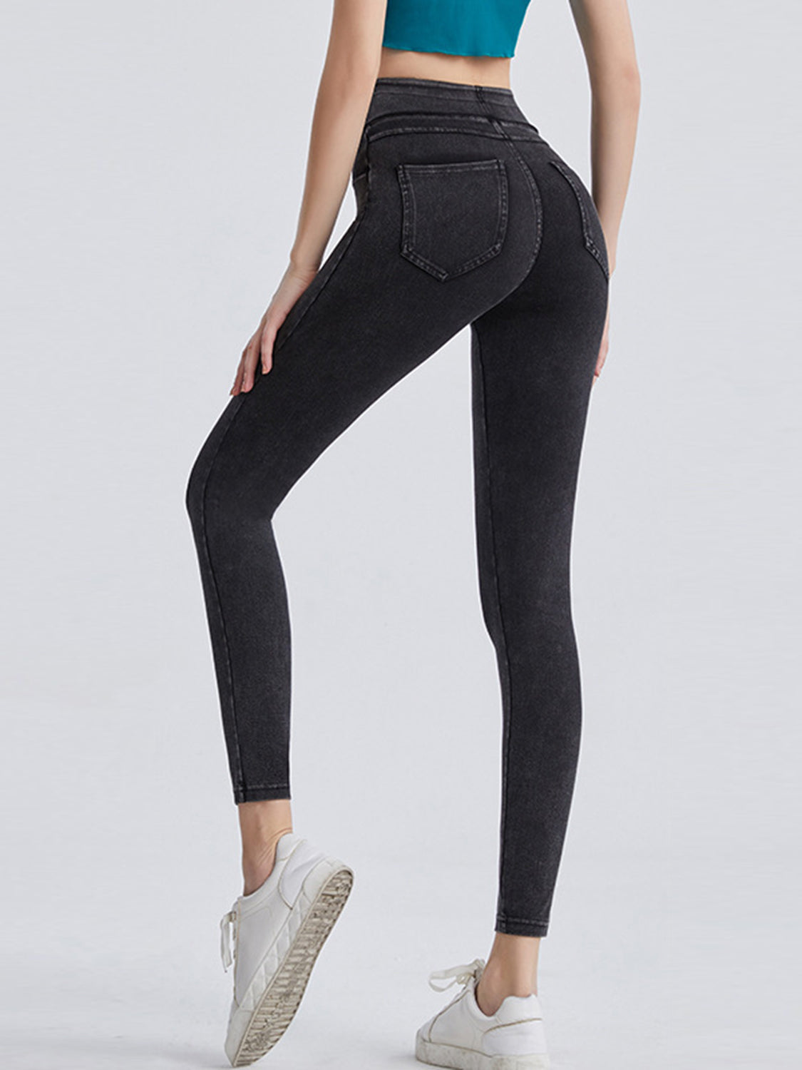 Wide Waistband Sports Leggings in Dark in Light for Women