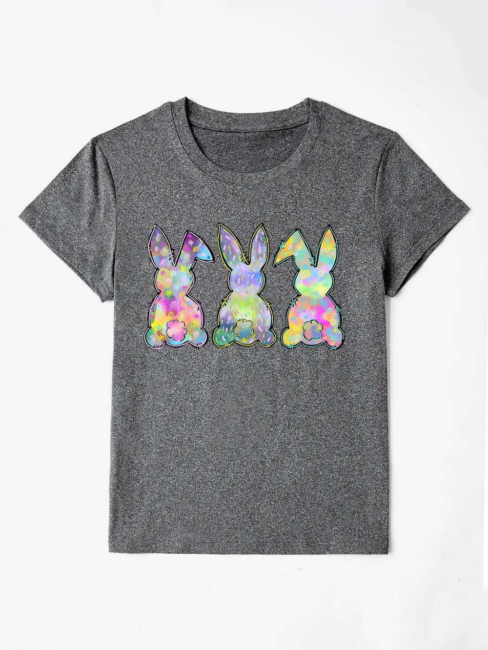Rabbit Round Neck Short Sleeve T-Shirt in White for Women