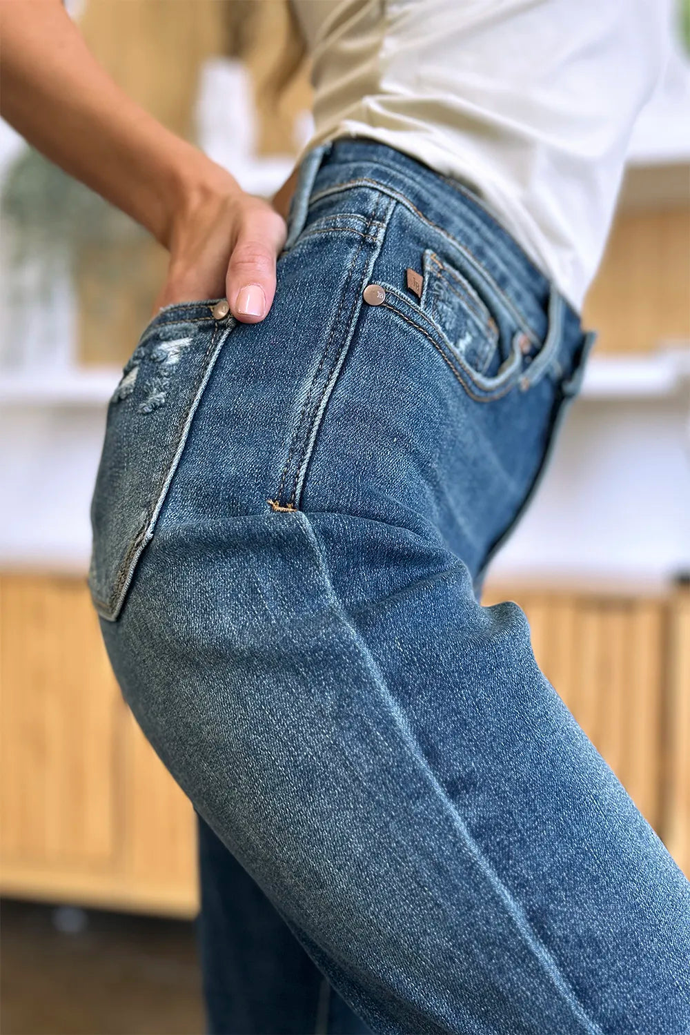 Plus Size Tummy Control High Waist Slim Jeans in Dark for Women