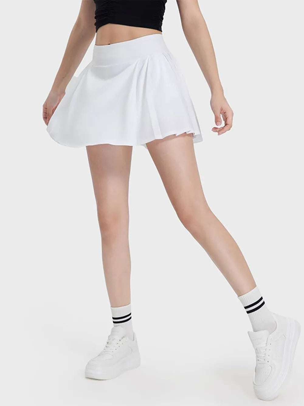 Pleated Detail Mid-Rise Waist Active Skirt in Blush Pink for Women