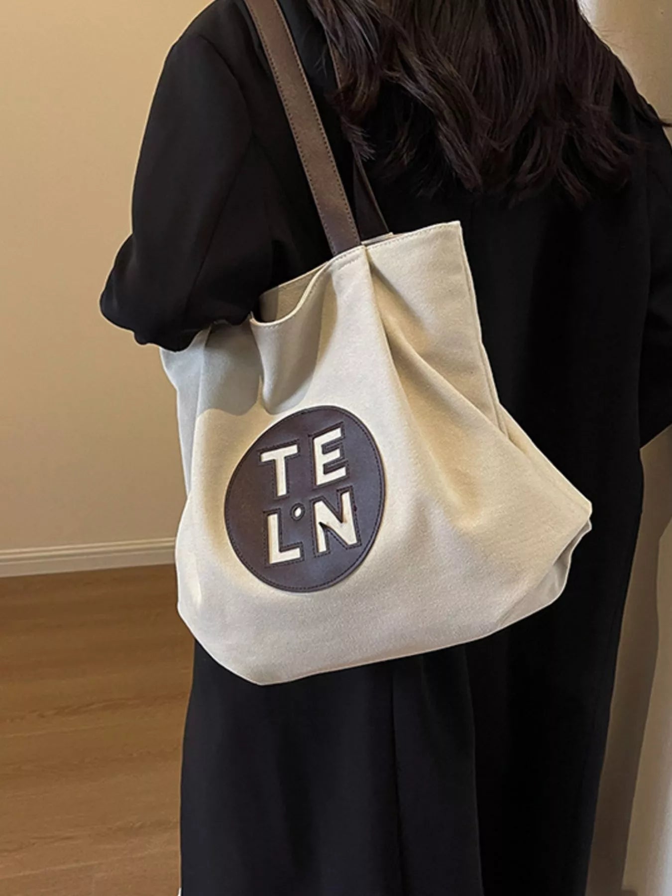 Contrast Canvas Shoulder Bag for Women