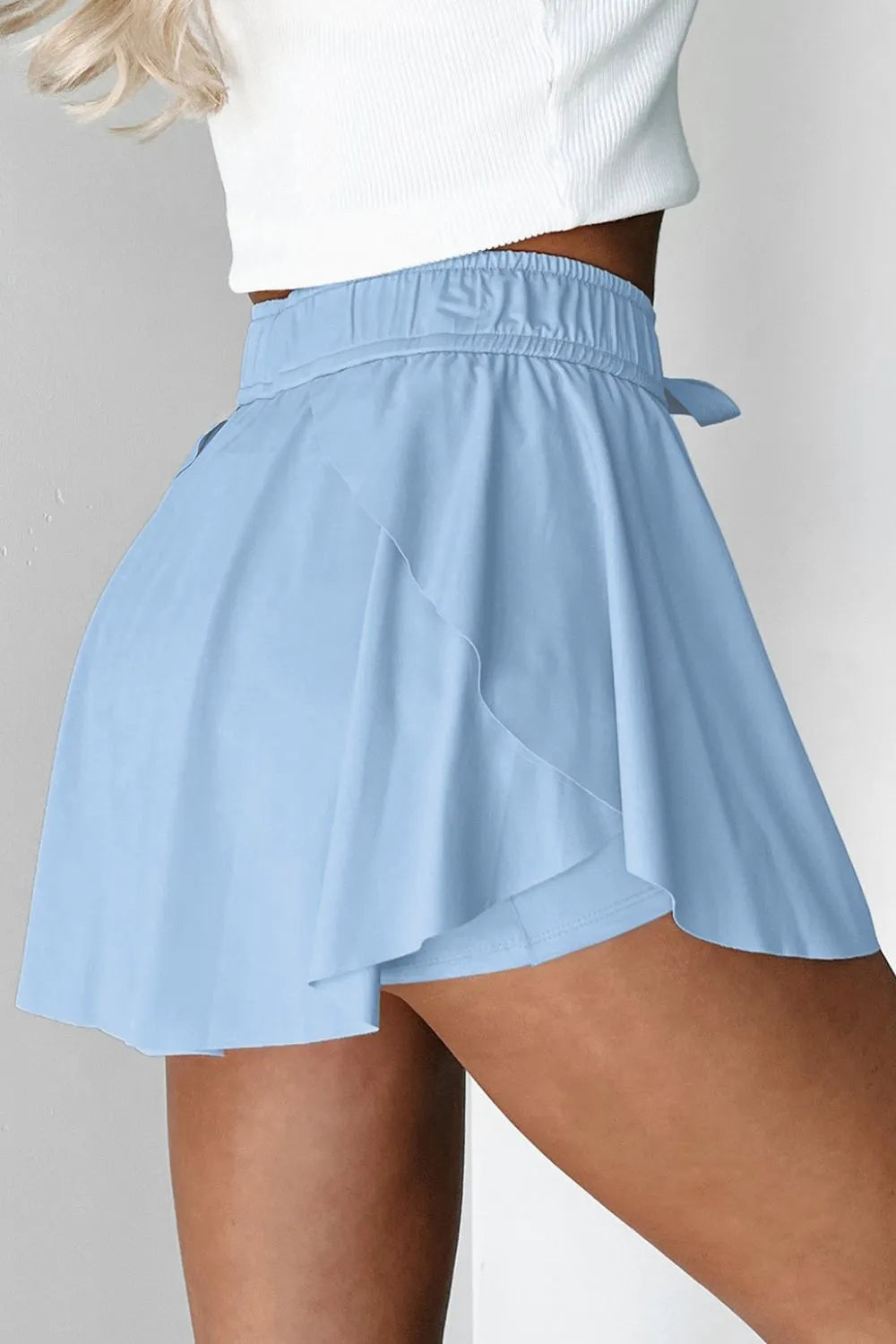 Drawstring High Waist Lined Active Skorts for Women