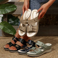 Open Toe Wedge Sandals in Green in Apricot for Women