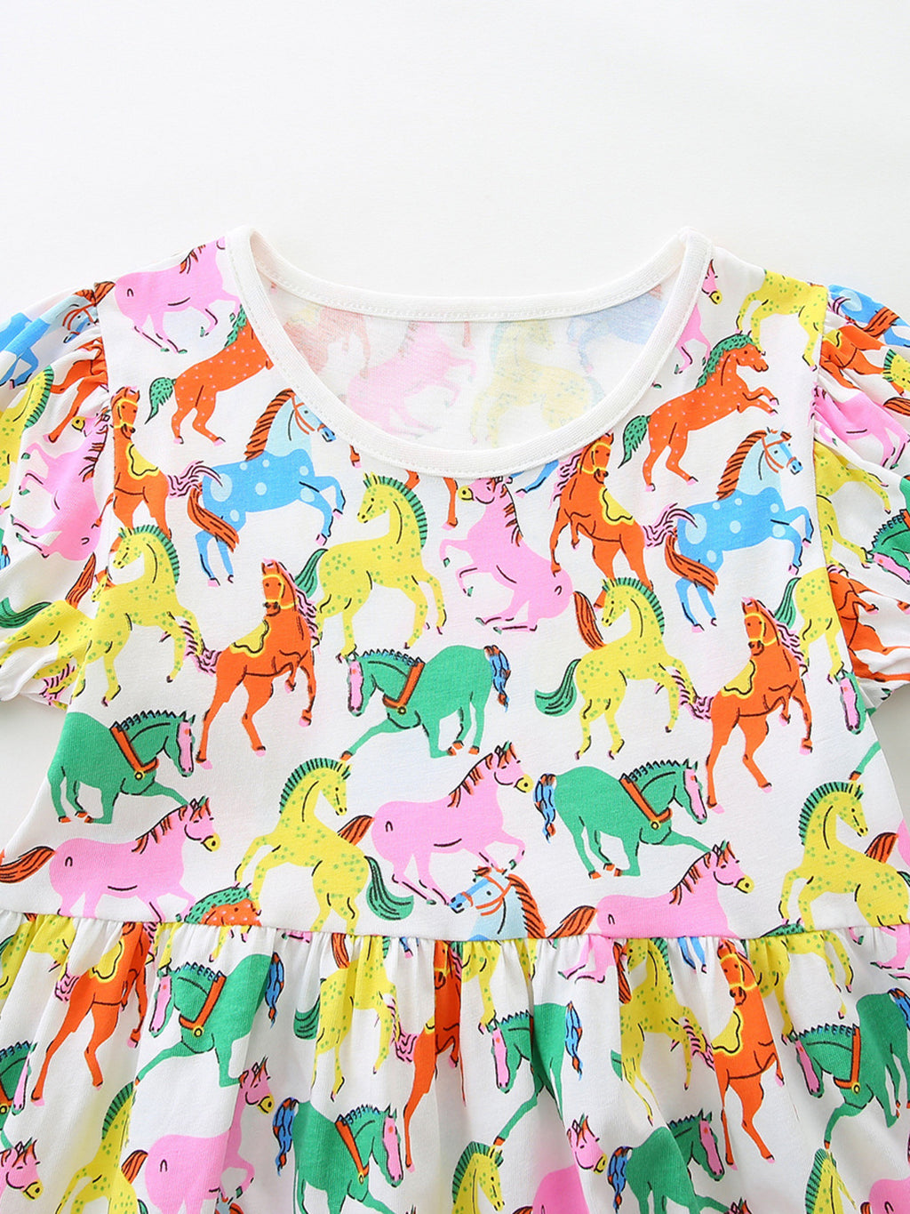 Pony Print Casual Dress in Multicolor for Girls