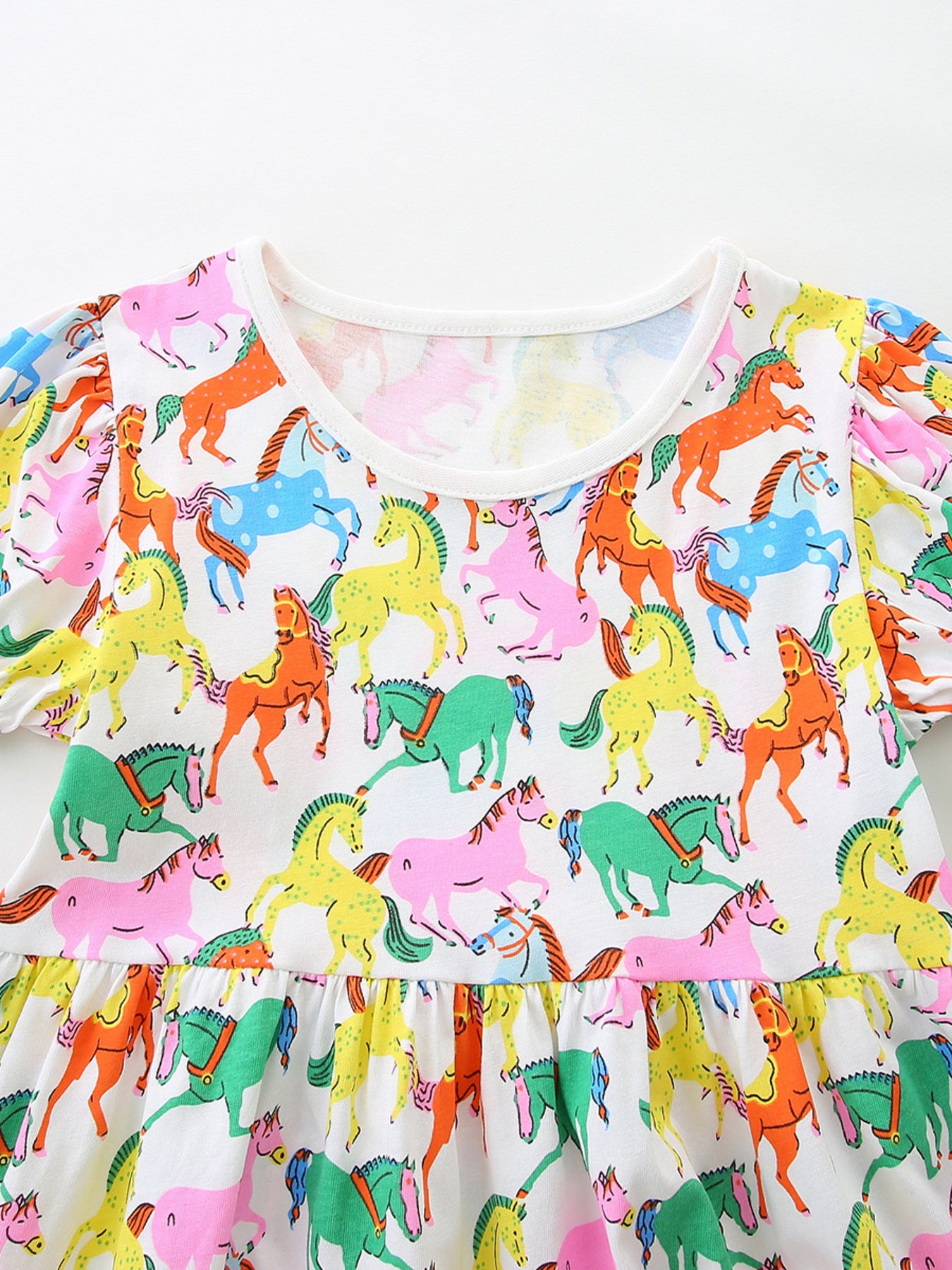 Pony Print Casual Dress in Multicolor for Girls