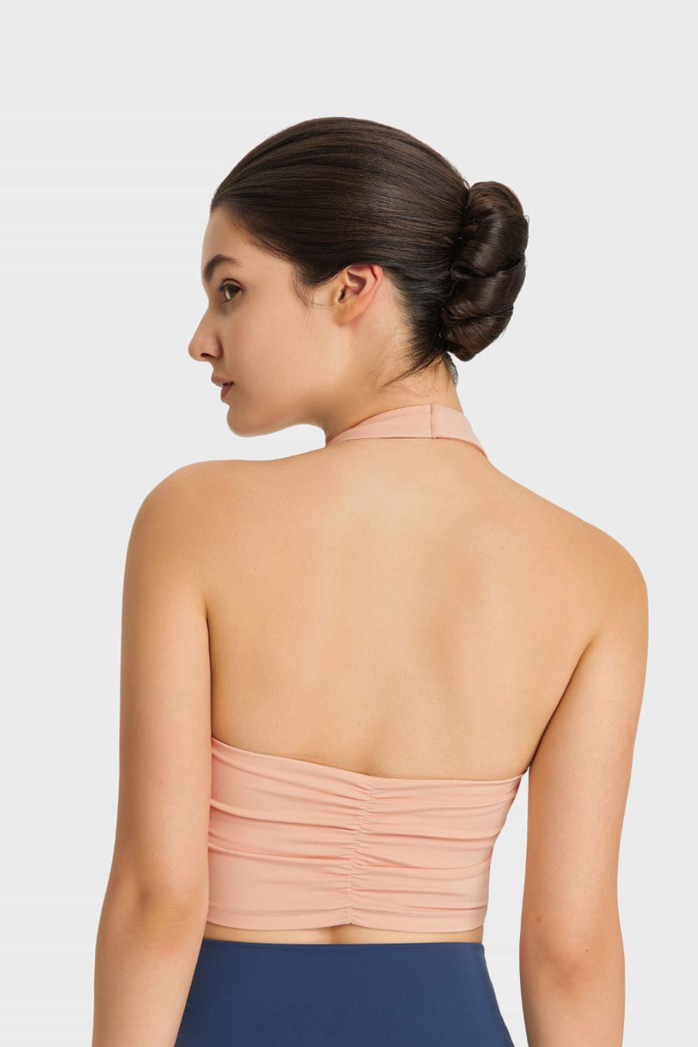 Breathable Halter Neck Sports Bra in Brown for Women