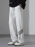 Casual Loose Fit Sweatpants with Stripes Plus Size in Light Flower Gray for Men
