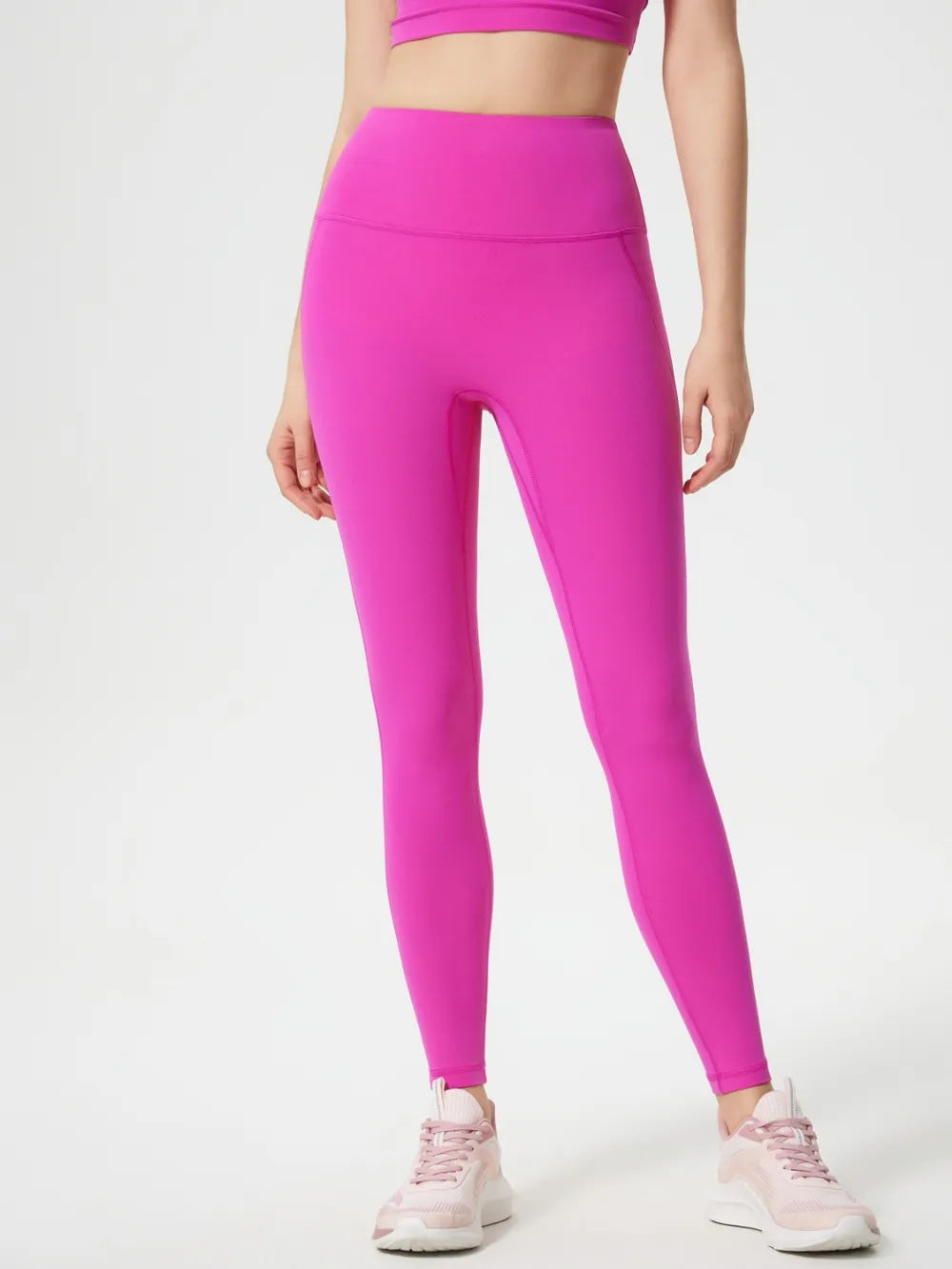 Wide Waistband Active Leggings in Fuchsia Pink for Women