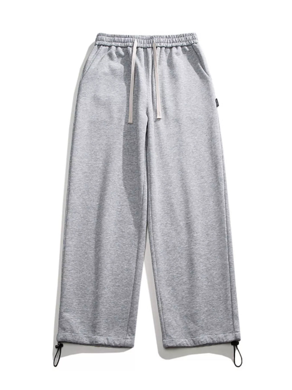 Drawstring Wide Leg Pants Plus Size in Black in Light Gray for Men