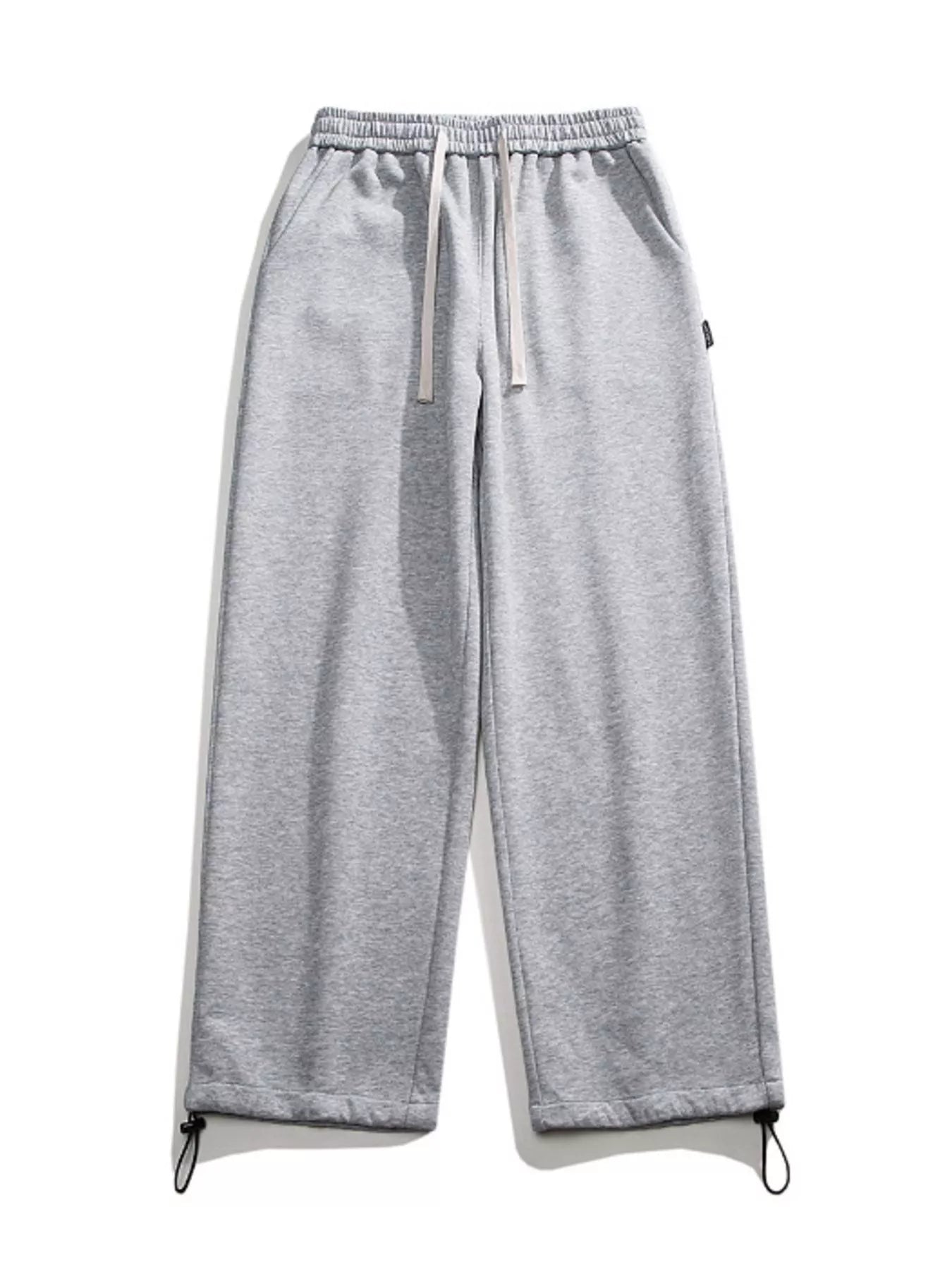 Drawstring Wide Leg Pants Plus Size in Black in Light Gray for Men
