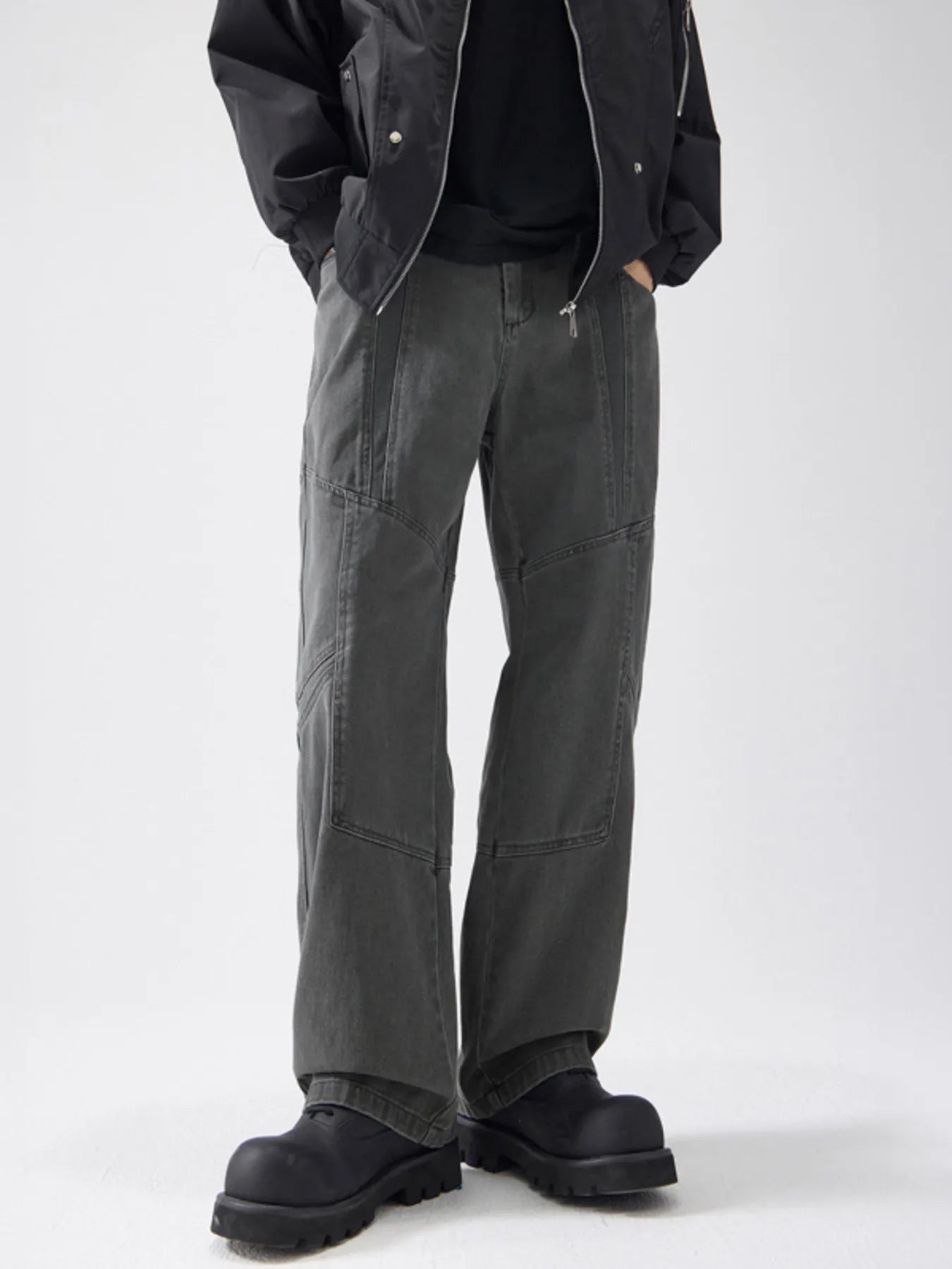 Wide Leg Pants Plus Size in Gray for Men