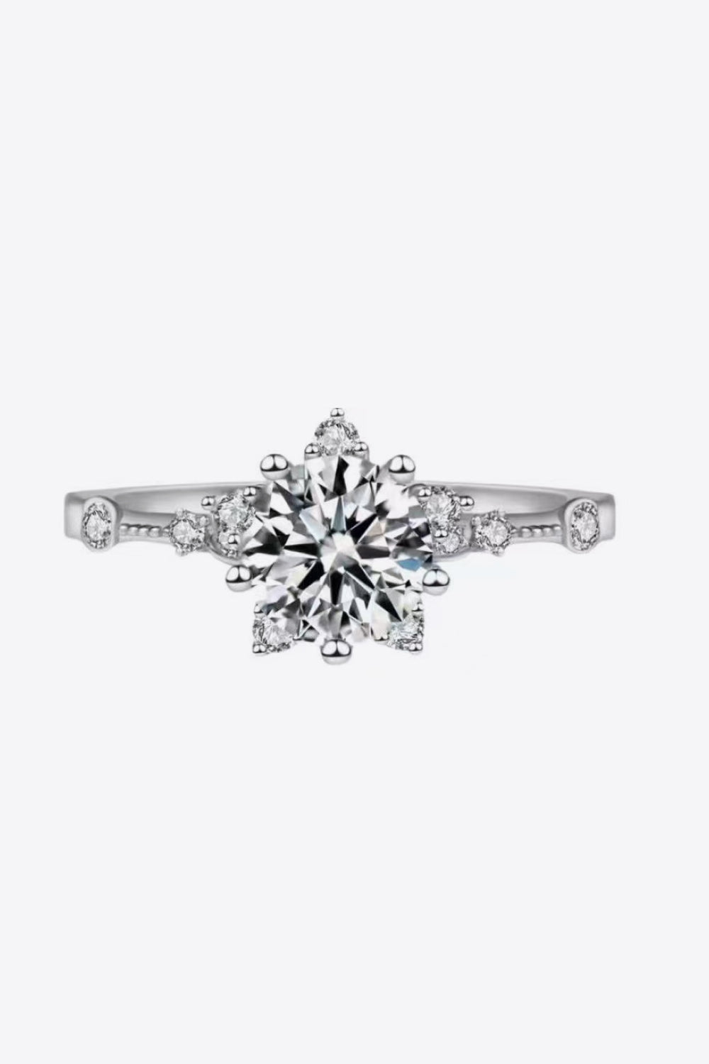 1 Carat Moissanite 6-Prong Ring in Silver for Women