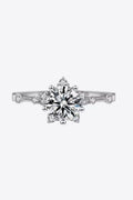 1 Carat Moissanite 6-Prong Ring in Silver for Women