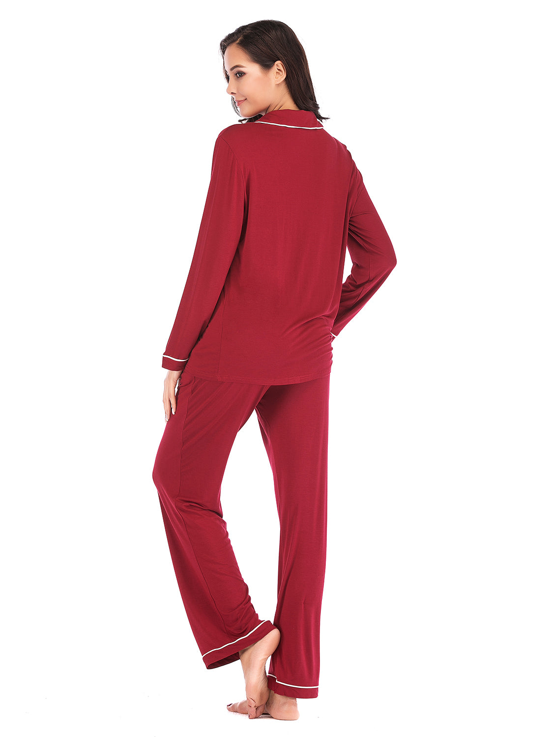 Collared Neck Long Sleeve Loungewear Set with Pockets in Peacock Blue for Women