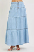 High Rise Ruffle Long Skirts in Light for Women