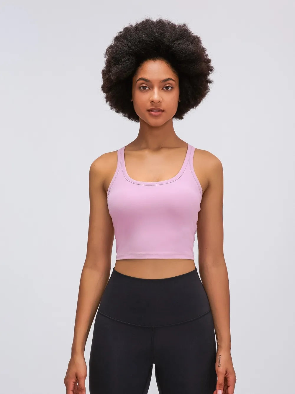 Scoop Neck Active Tank with Detachable Chest Pads in Moss for Women