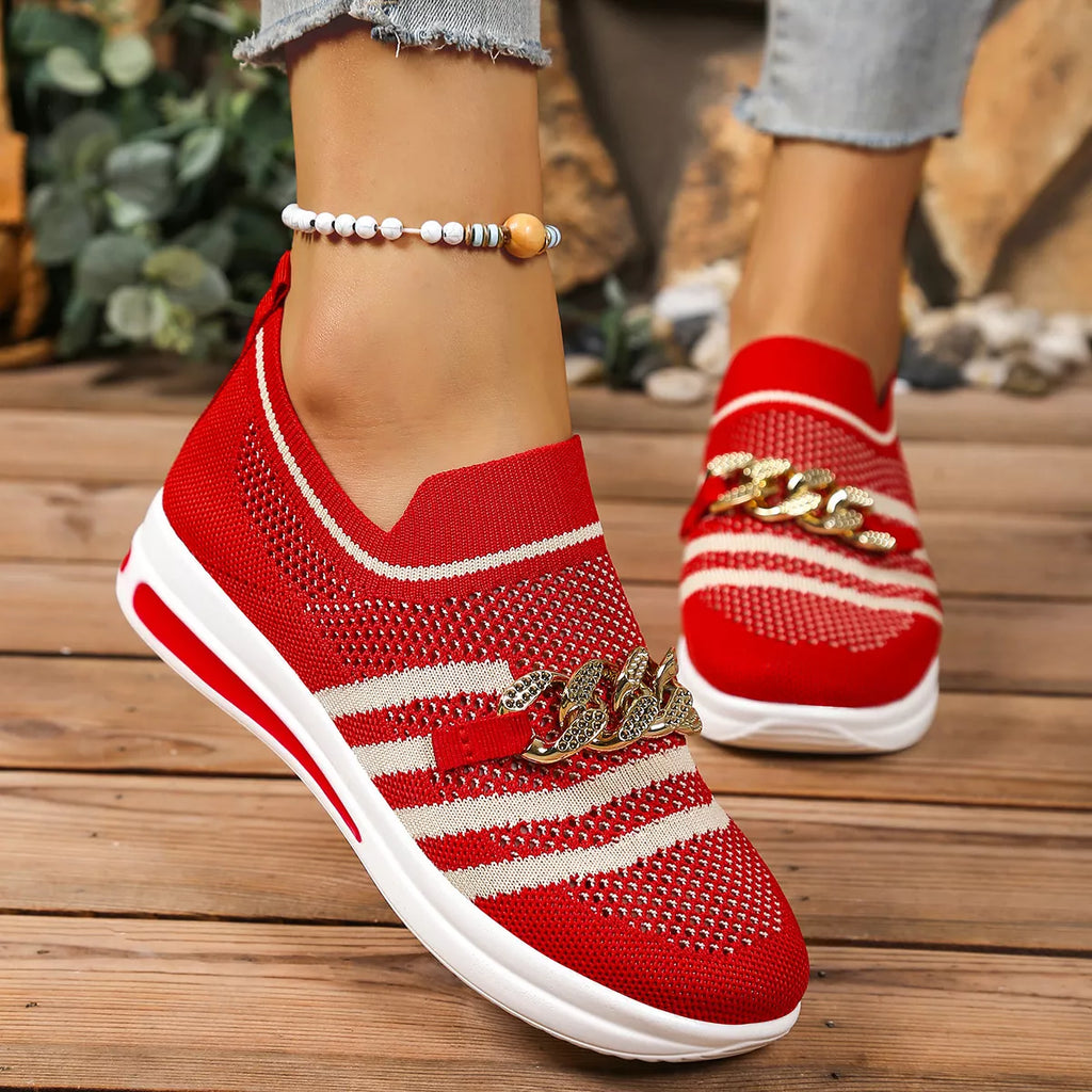 Round Toe Mesh Slip-Ons in Cream White for Women