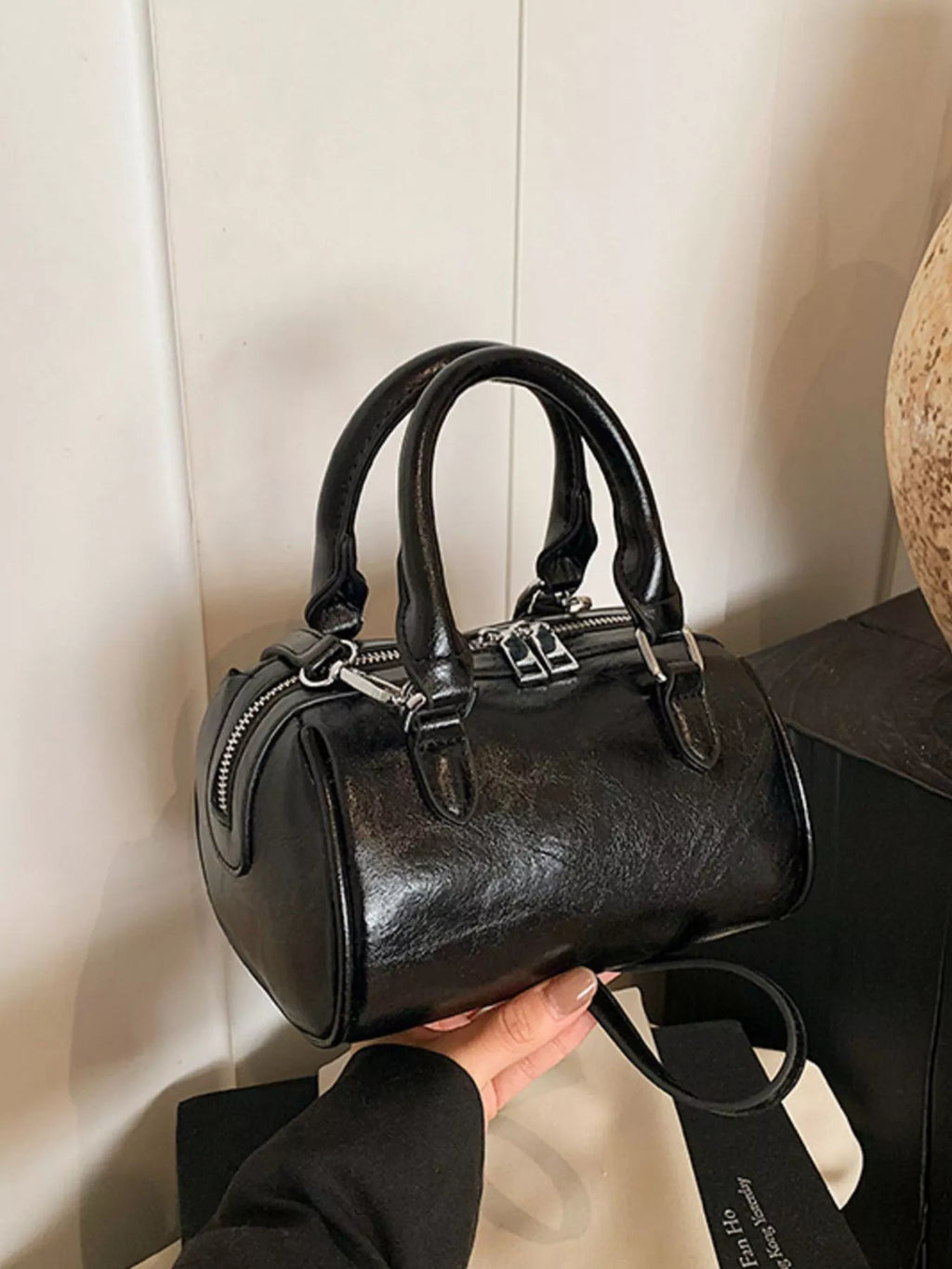 Cylinder Leather Shoulder Bag for Women