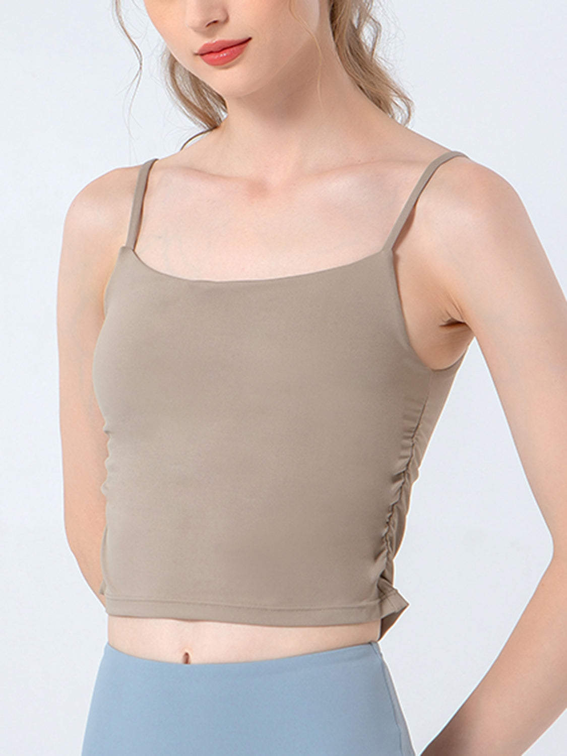 Ruched Sports Cami in Black for Women