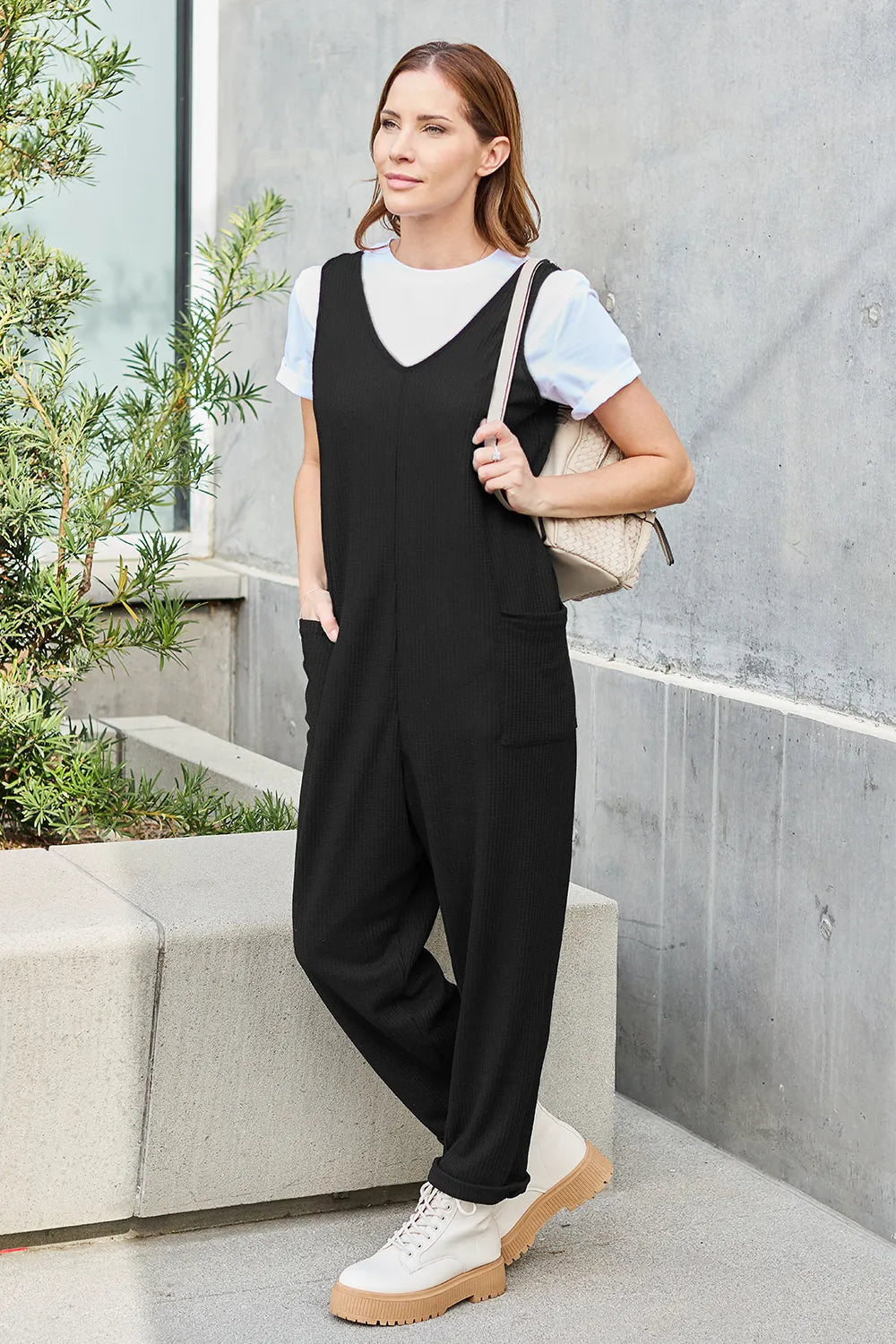Plus Size Sleeveless Straight Jumpsuit for Women