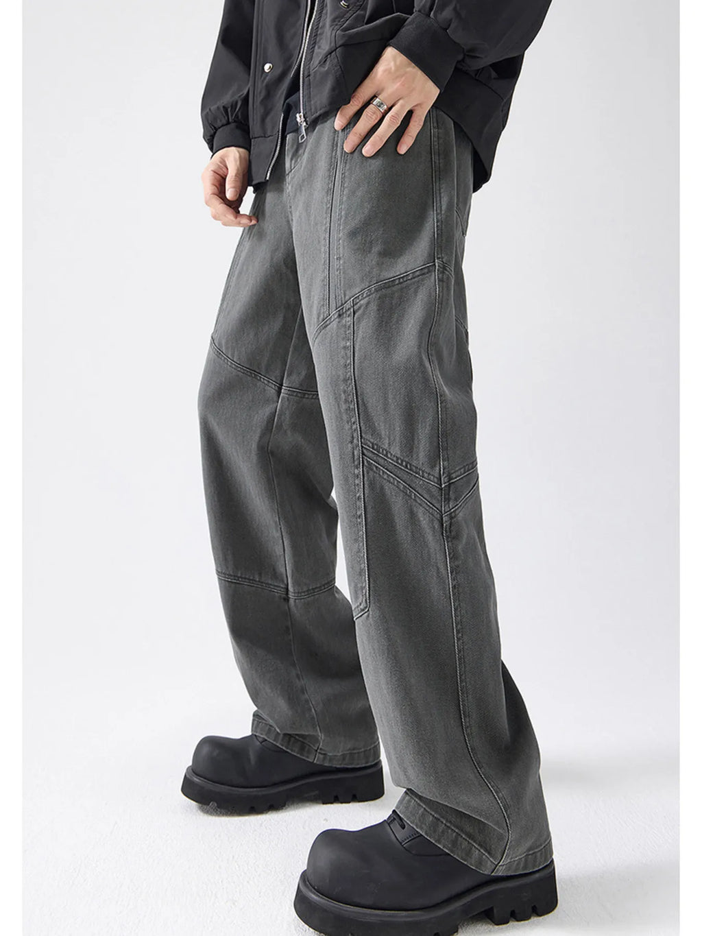 Wide Leg Pants Plus Size in Gray for Men
