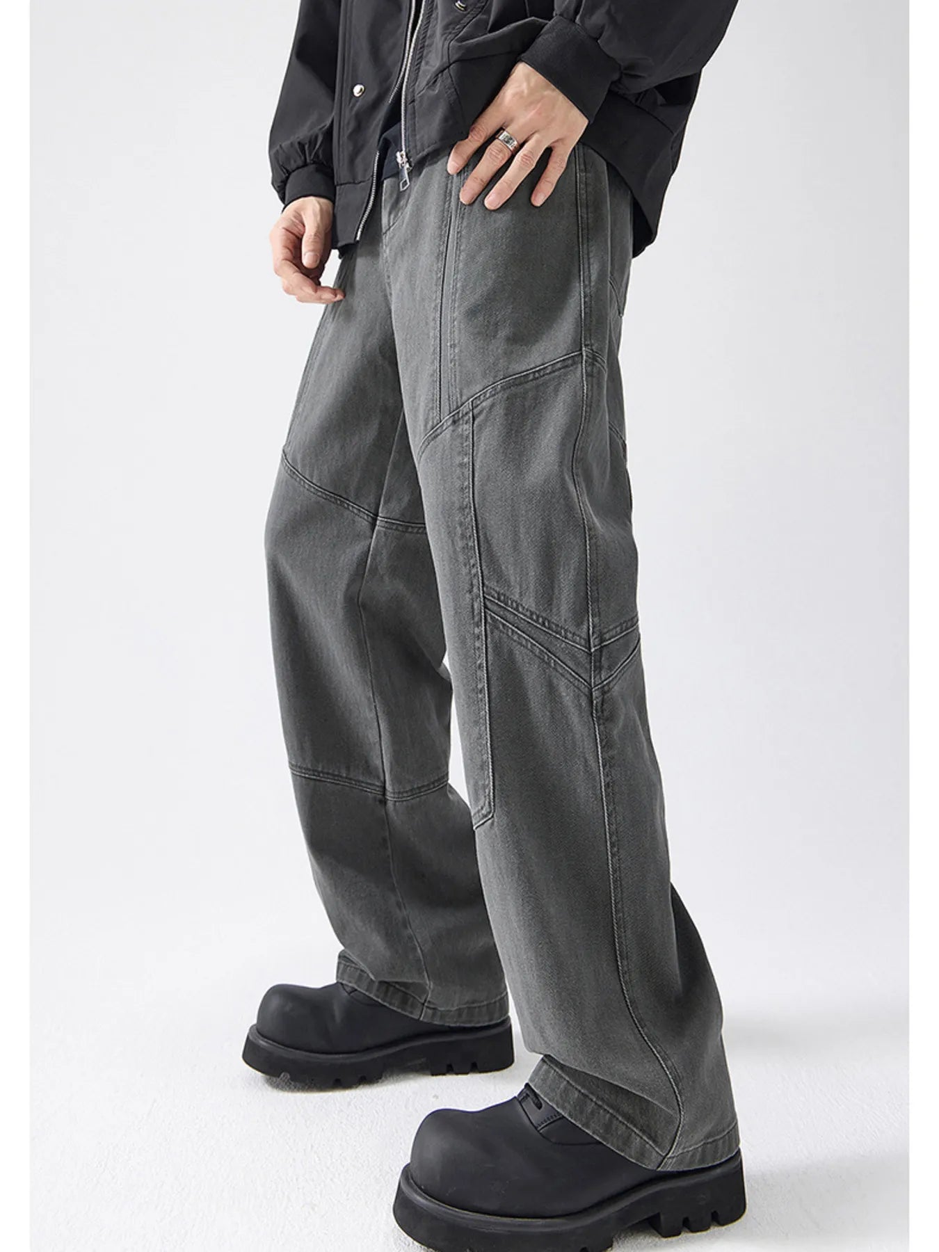 Wide Leg Pants Plus Size in Gray for Men
