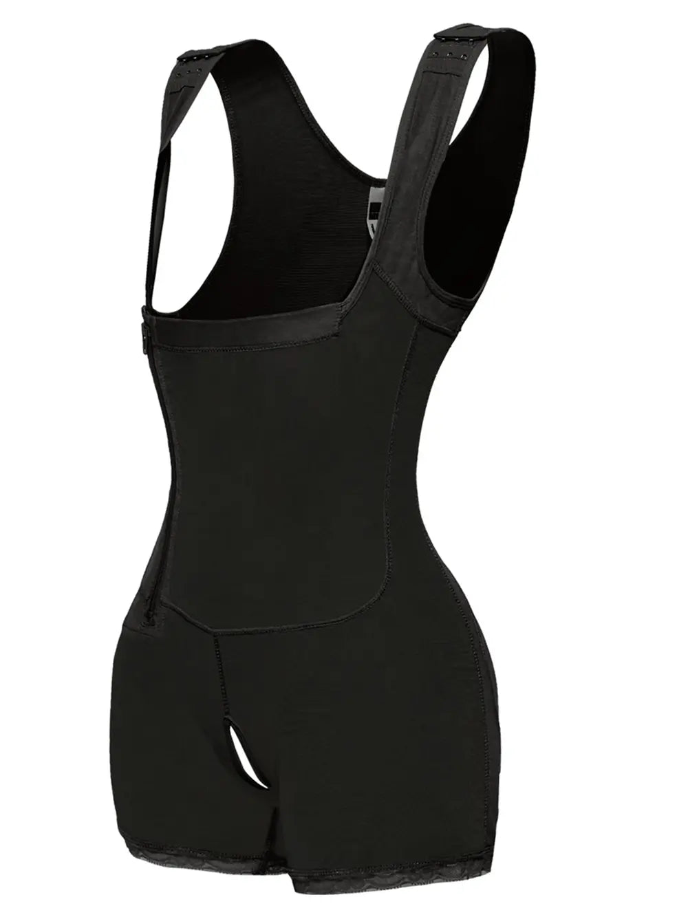 Plus Size Side Zip Up Wide Strap Shapewear in Black for Women