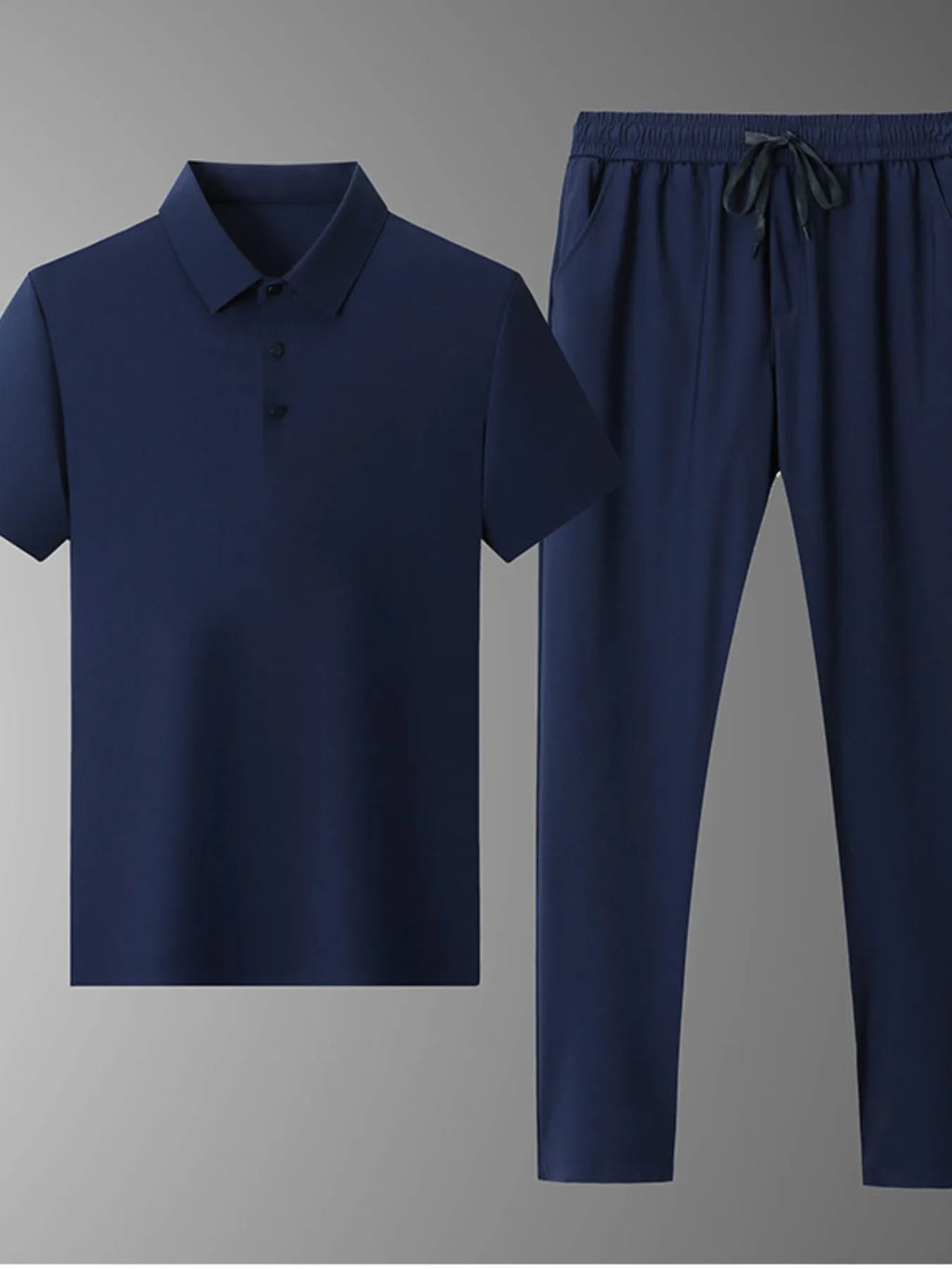 Button Detail Short Sleeve Polo Plus Size in Grey for Men