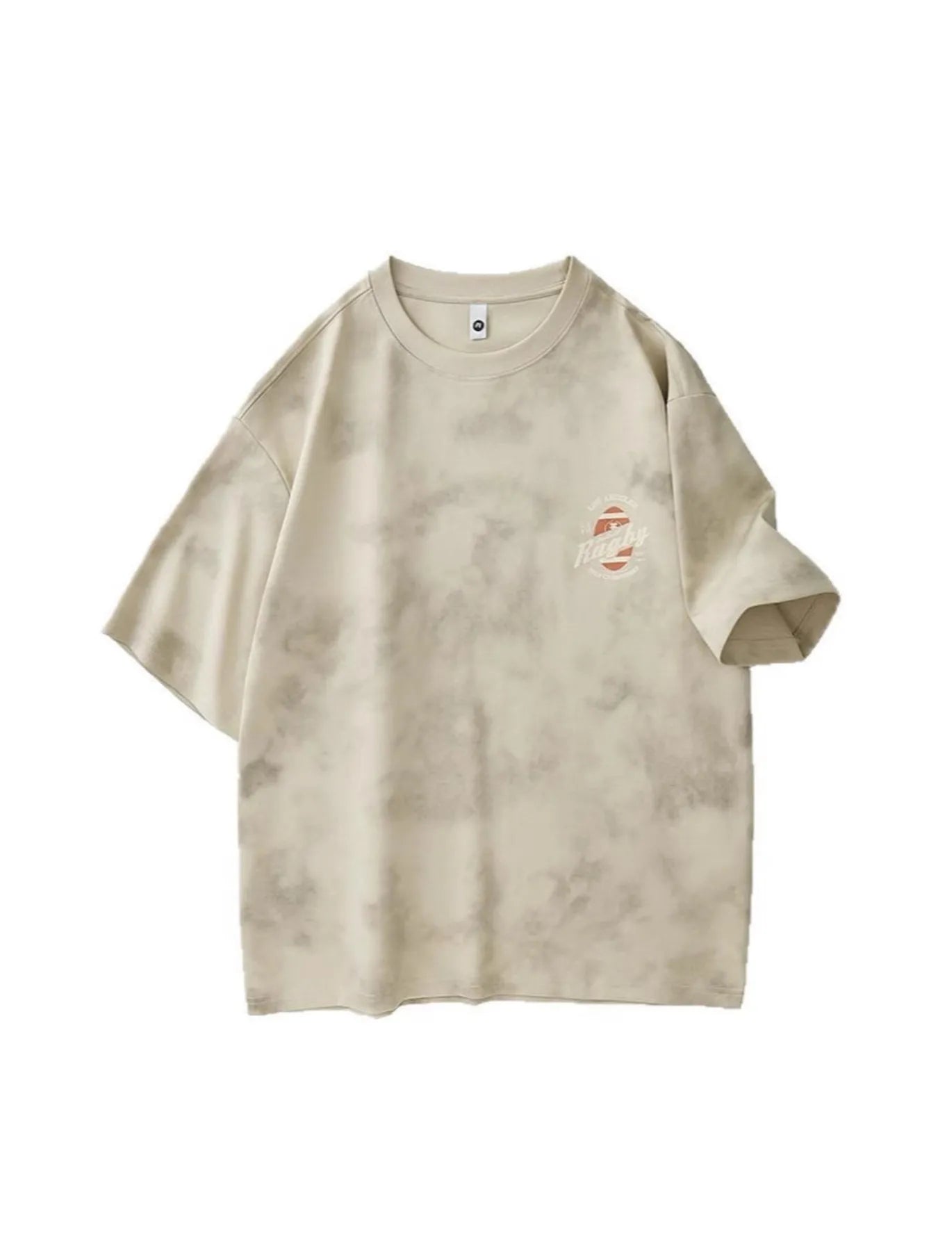 Plus Size Round Neck Short Sleeve T-Shirt in Beige in Purple for Men