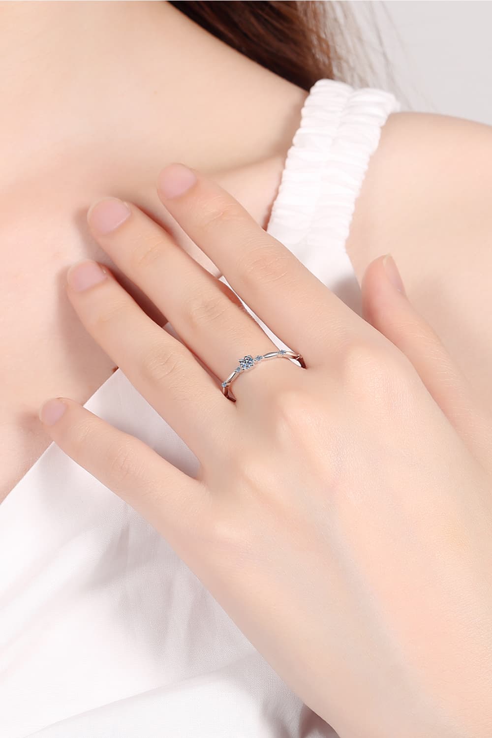 Moissanite 925 Sterling Silver Rhodium-Plated Ring for Women
