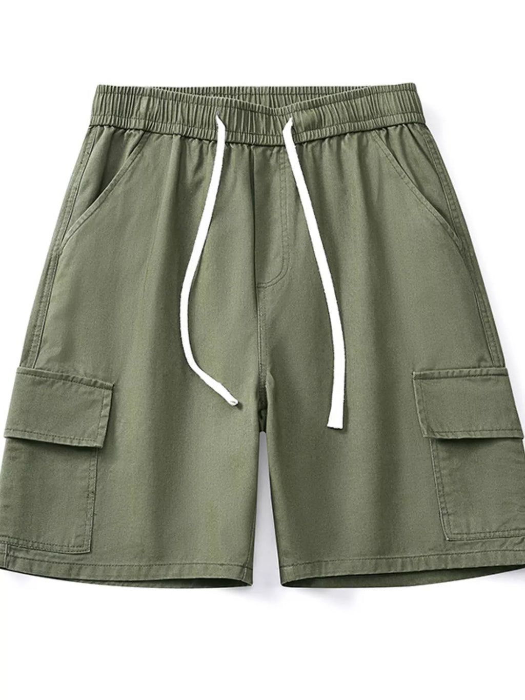 Drawstring Loose Fit Shorts Plus Size in Military Green in Khaki for Men