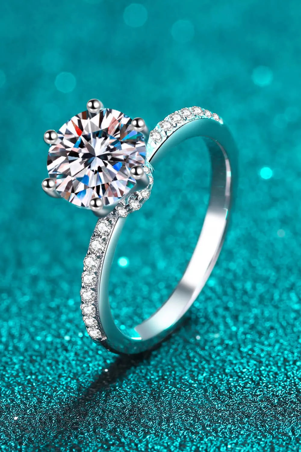 925 Sterling Silver 2 Carat Moissanite Ring for Women