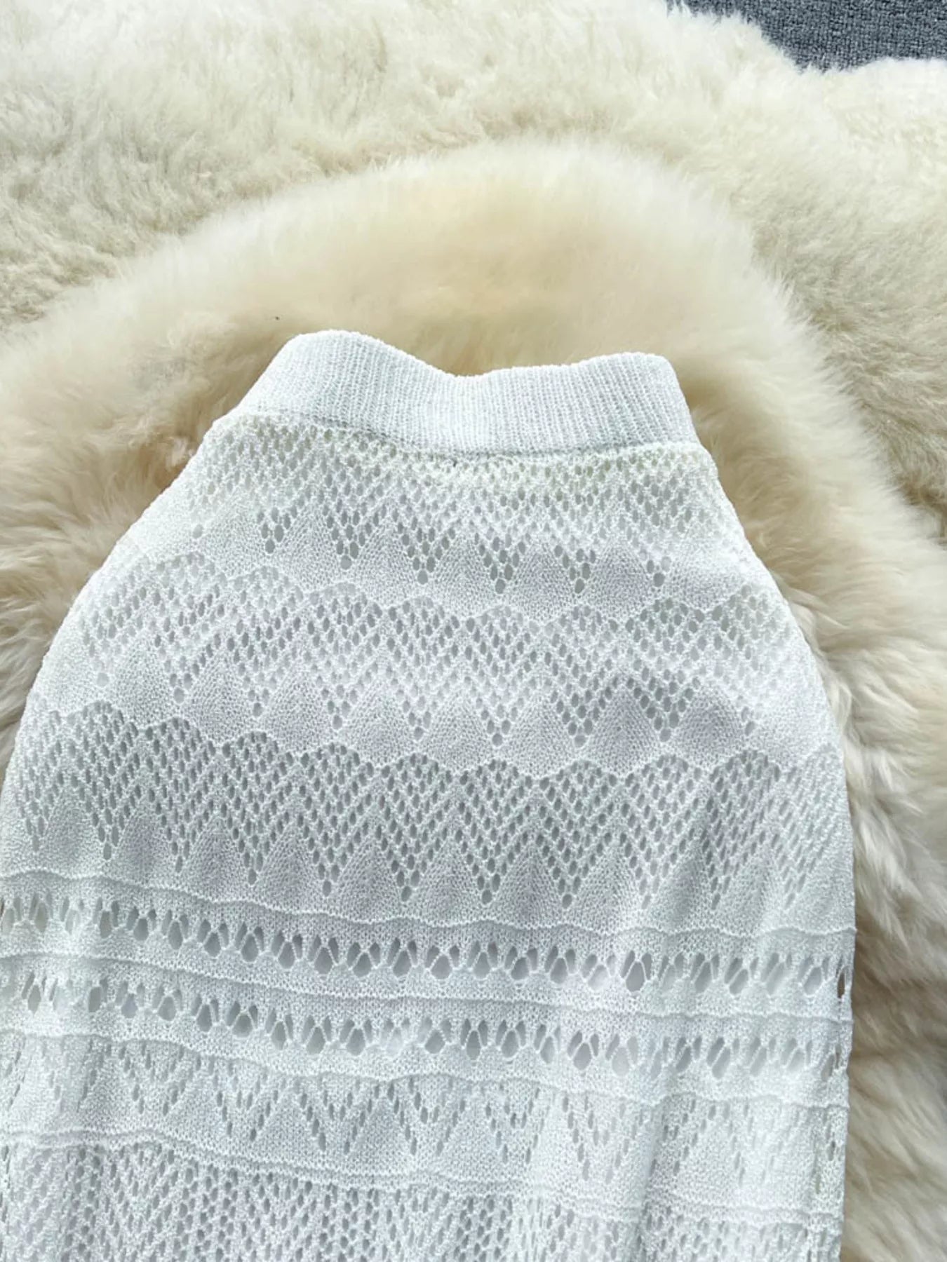 Knitted Hollow Out Maxi Skirt for Women