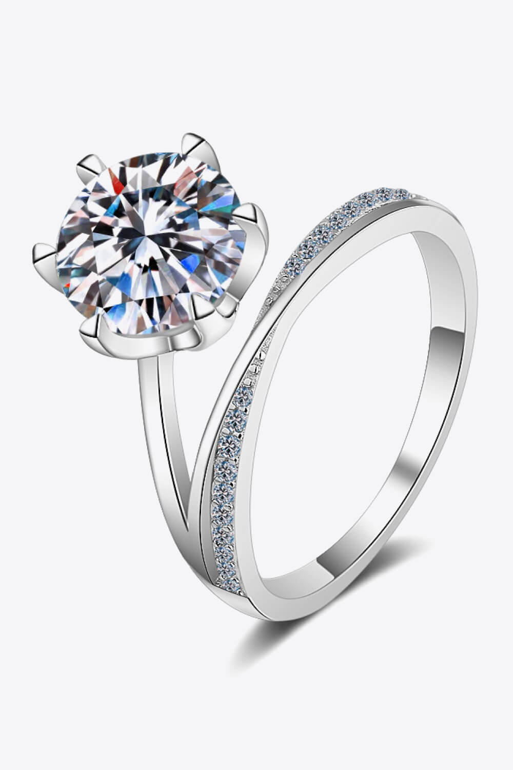 3 Carat Moissanite 6-Prong Ring in Silver for Women