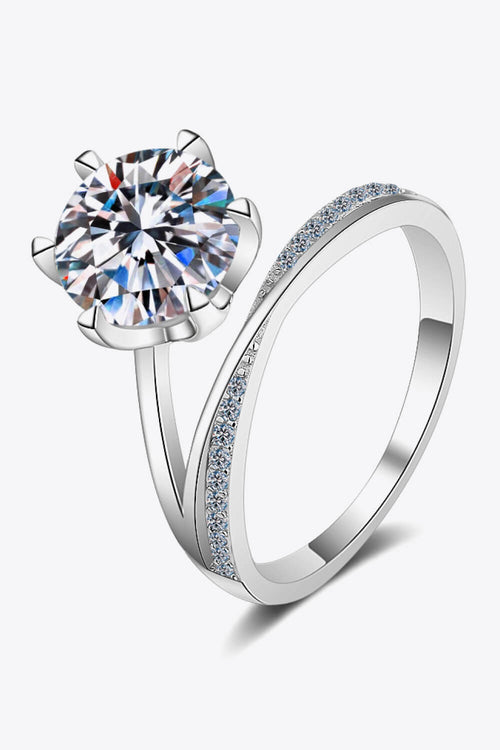 3 Carat Moissanite 6-Prong Ring in Silver for Women