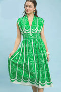 Sleeveless Smocked Midi Dress in Island Green for Women