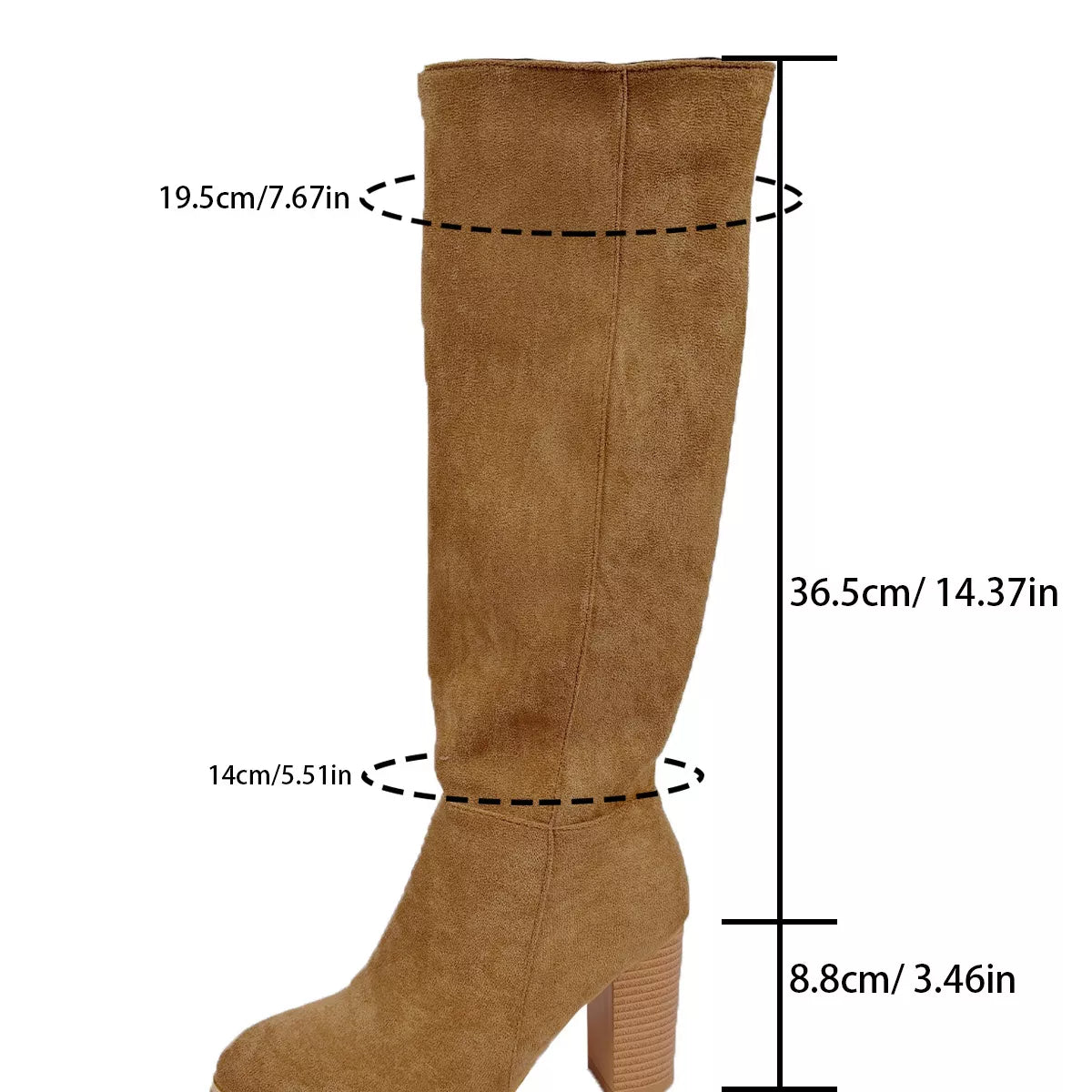 Point Toe Block Heels Boots in Relaxed in Khaki for Women