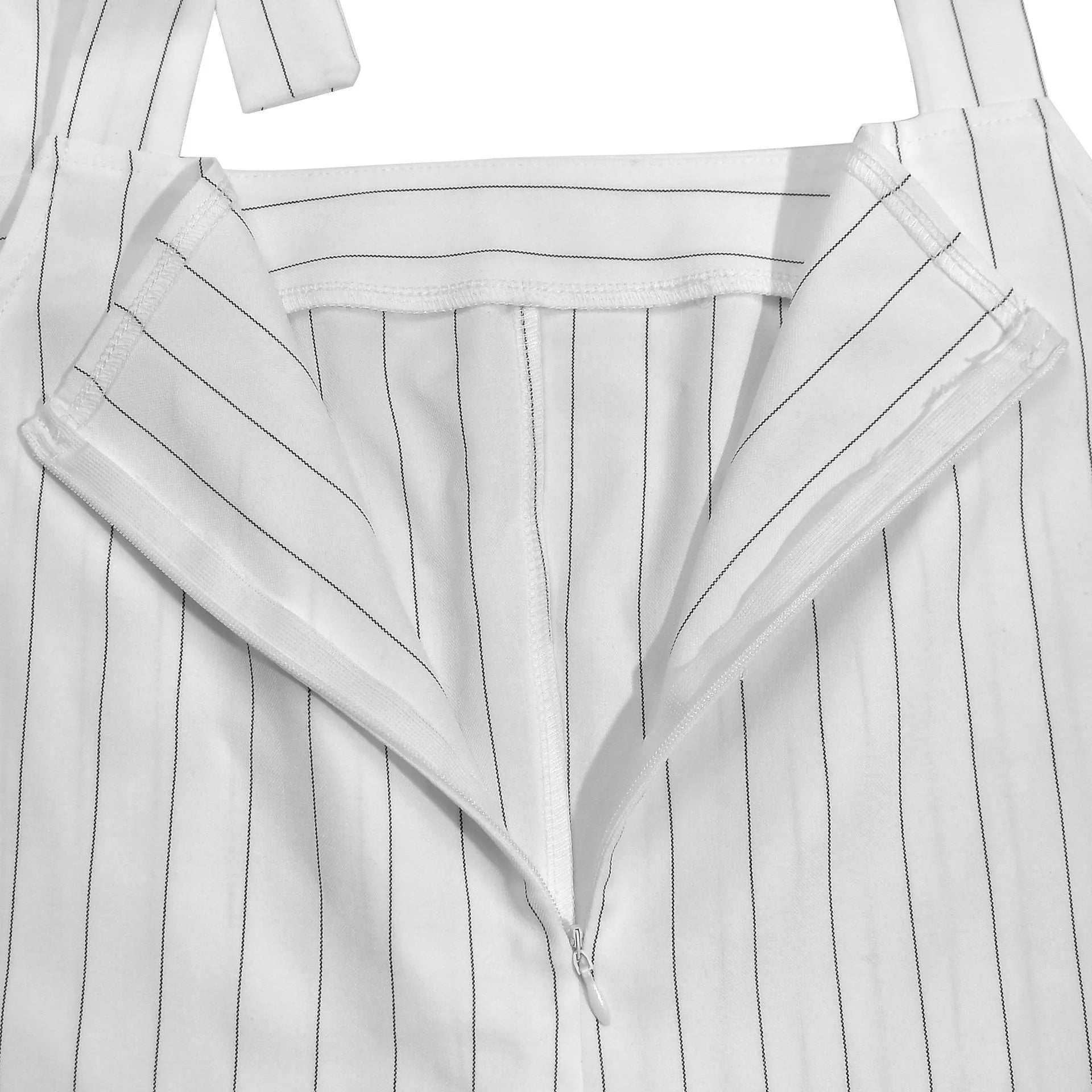 Striped Tie-Shoulder Wide Leg Jumpsuit in White for Women