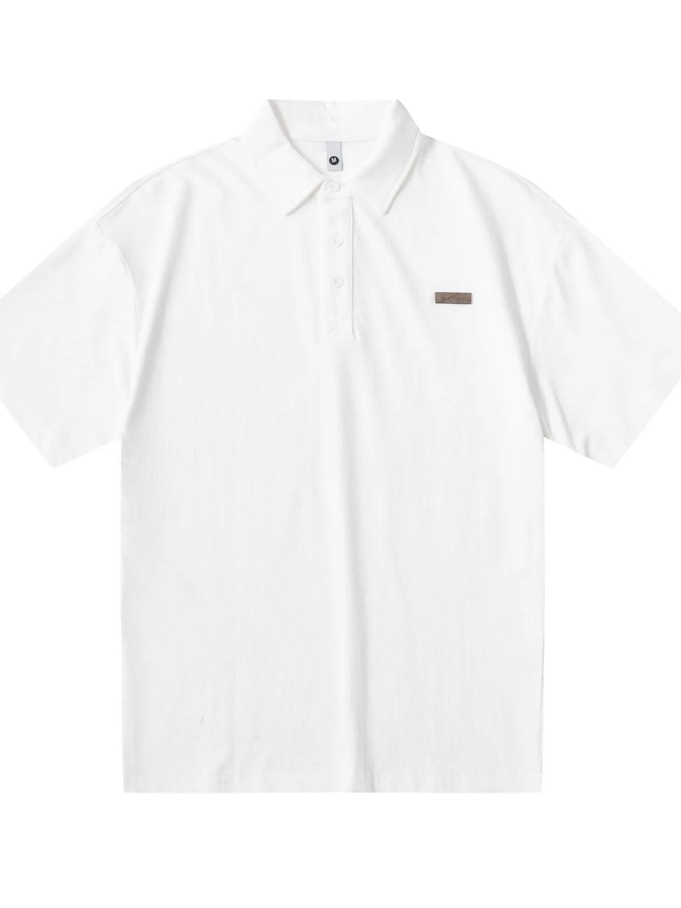 Plus Size Button Detail Half Sleeve Polo in White for Men
