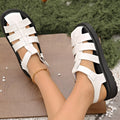 Round Toe Platform Sandals in White for Women