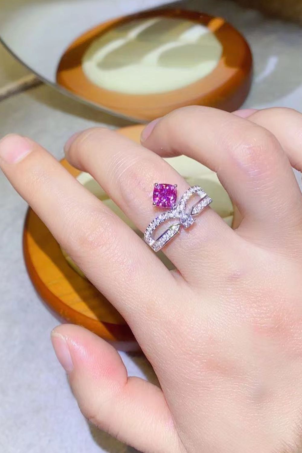 At Your Best 1 Carat Moissanite Ring in Pink for Women