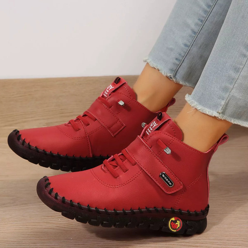 Lace Up Platform Ankle Boots in Brown for Women
