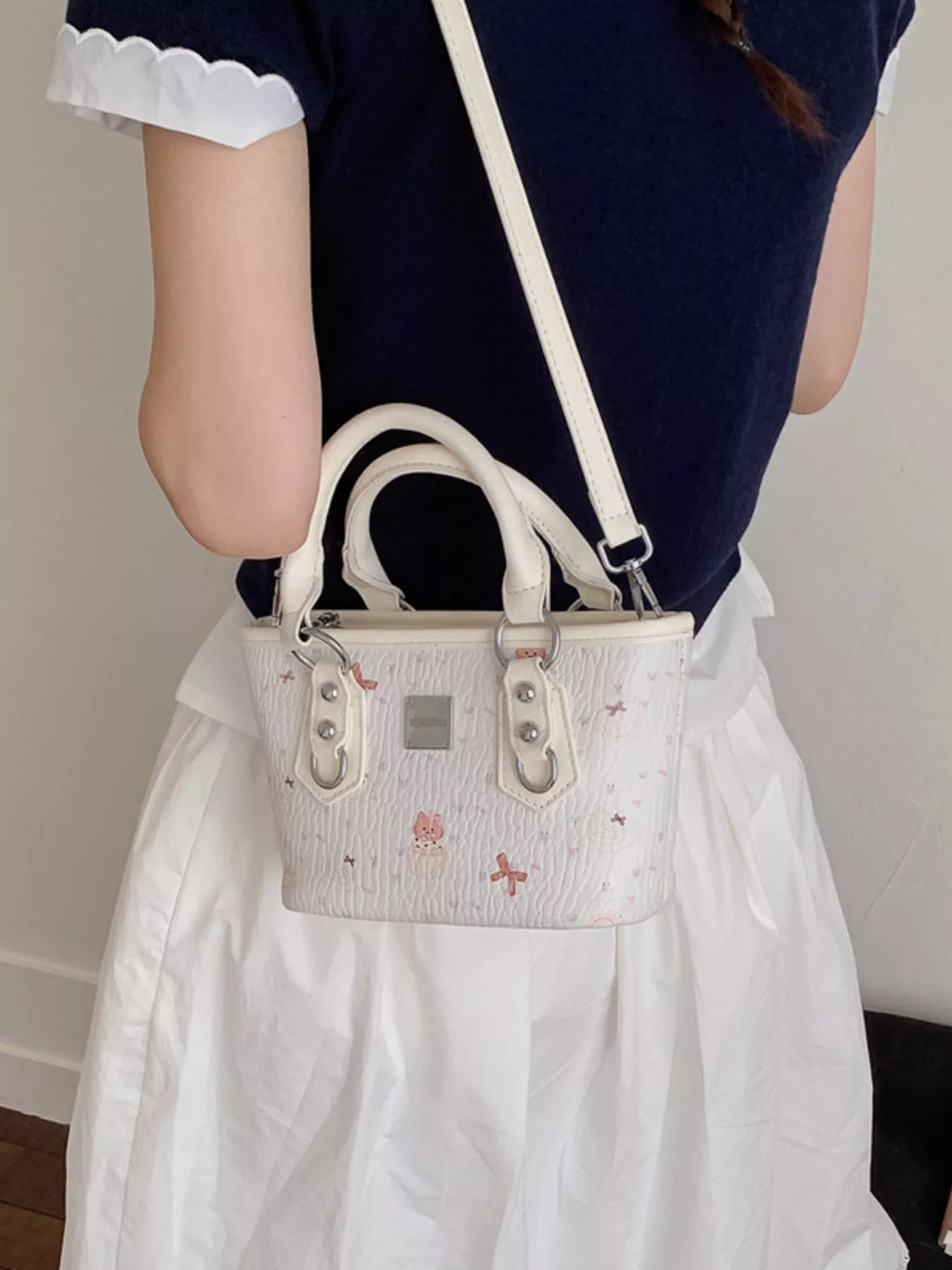 Plush Charm Patterned Crossbody Bag for Women